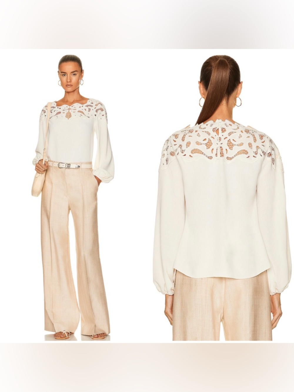 New!  Simkhai Lochlyn Ivory Lace Embroidered Paisley Long Sleeve Top🤍 Small NWT!